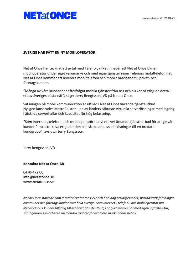 Sverige har fått en ny mobiloperatör