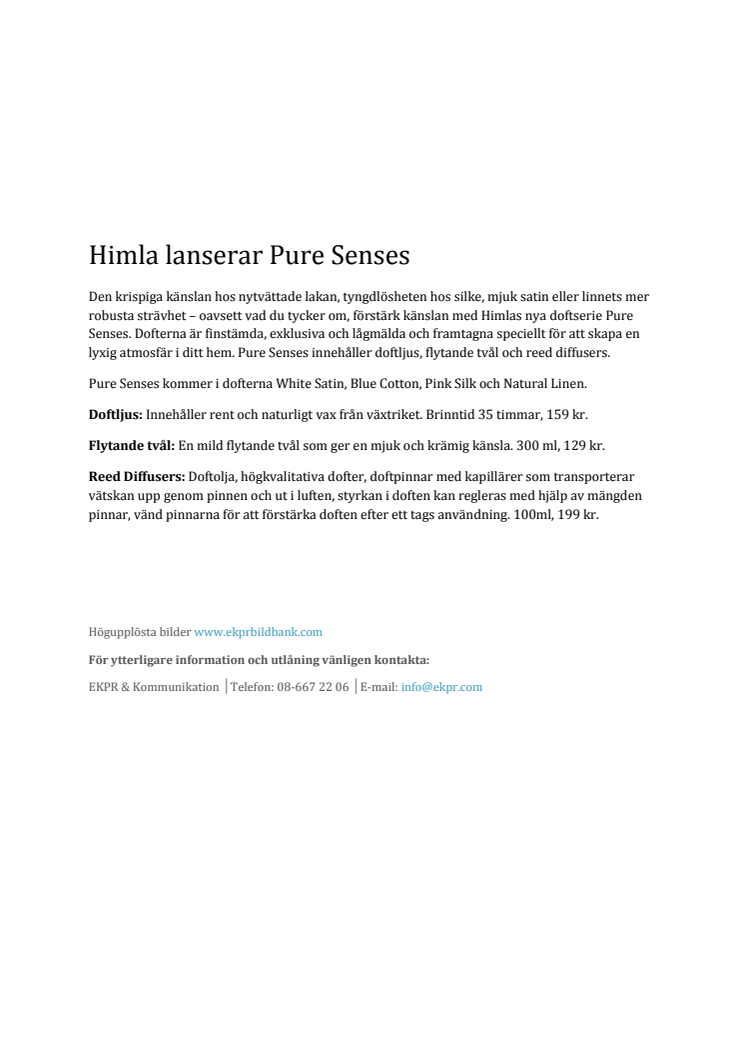 Himla lanserar Pure Senses