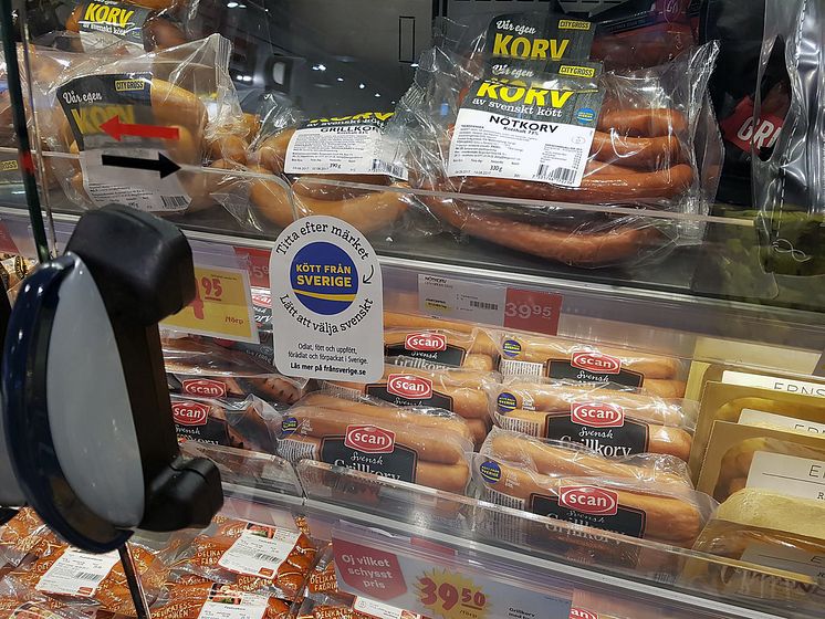 Rikstäckande butikskampanj för ursprungsmärkningen Från Sverige hösten 2017 – Kött från Sverige i charkdisken.