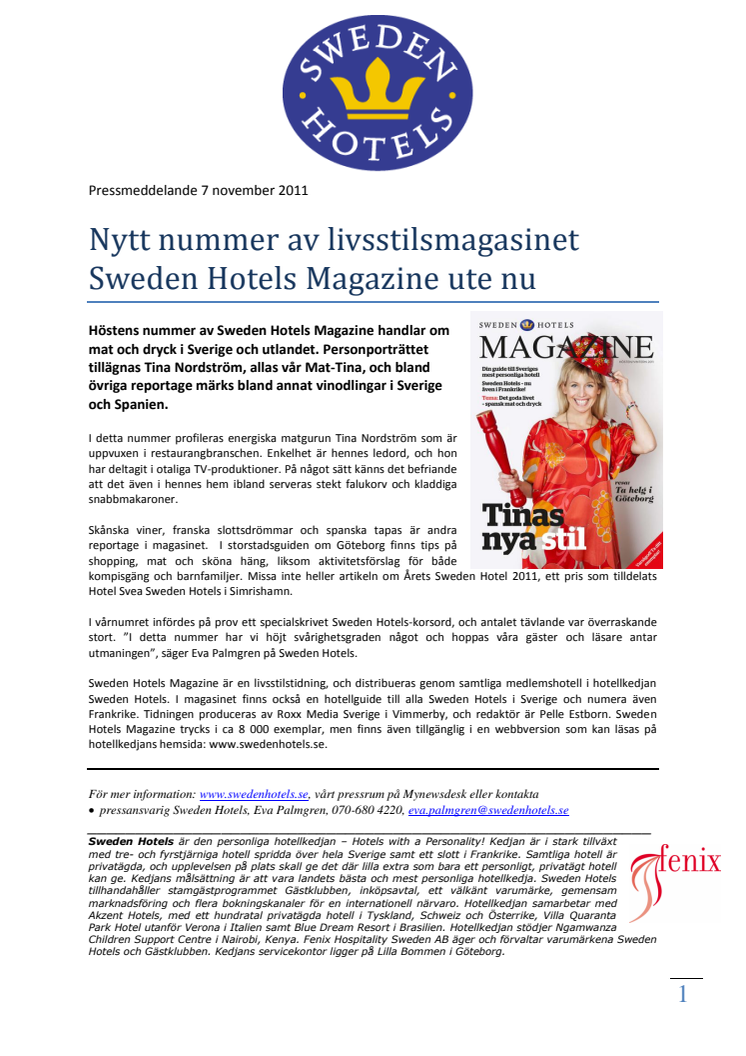 Nytt nummer av livsstilsmagasinet Sweden Hotels Magazine ute nu
