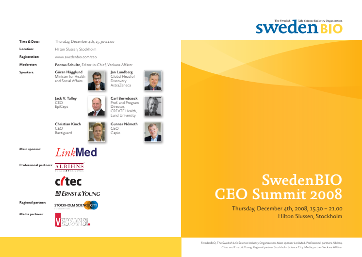 Welcome to SwedenBIO CEO Summit Dec 4th!