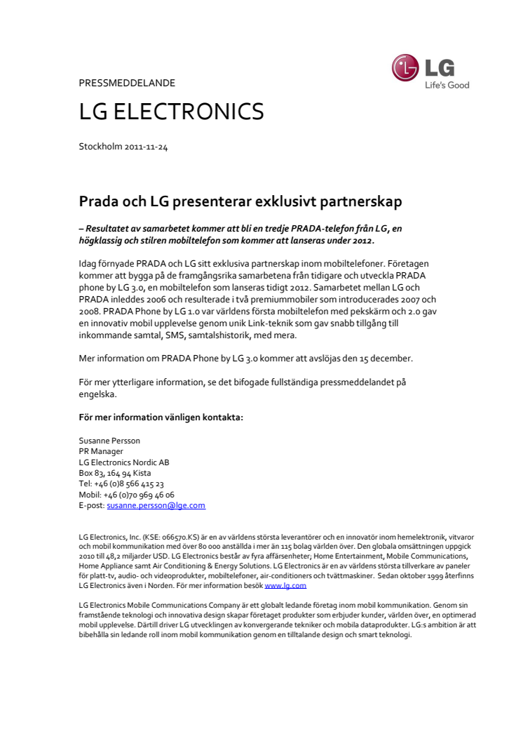 PRADA och LG presenterar exklusivt partnerskap