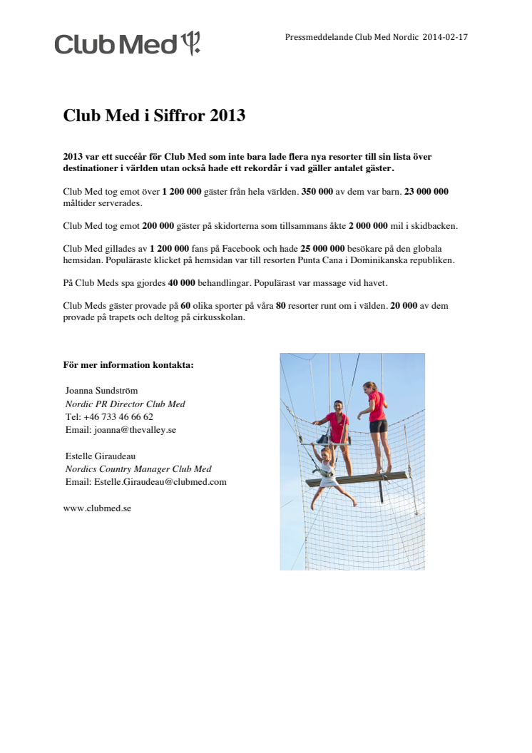 Club Med i Siffror 2013