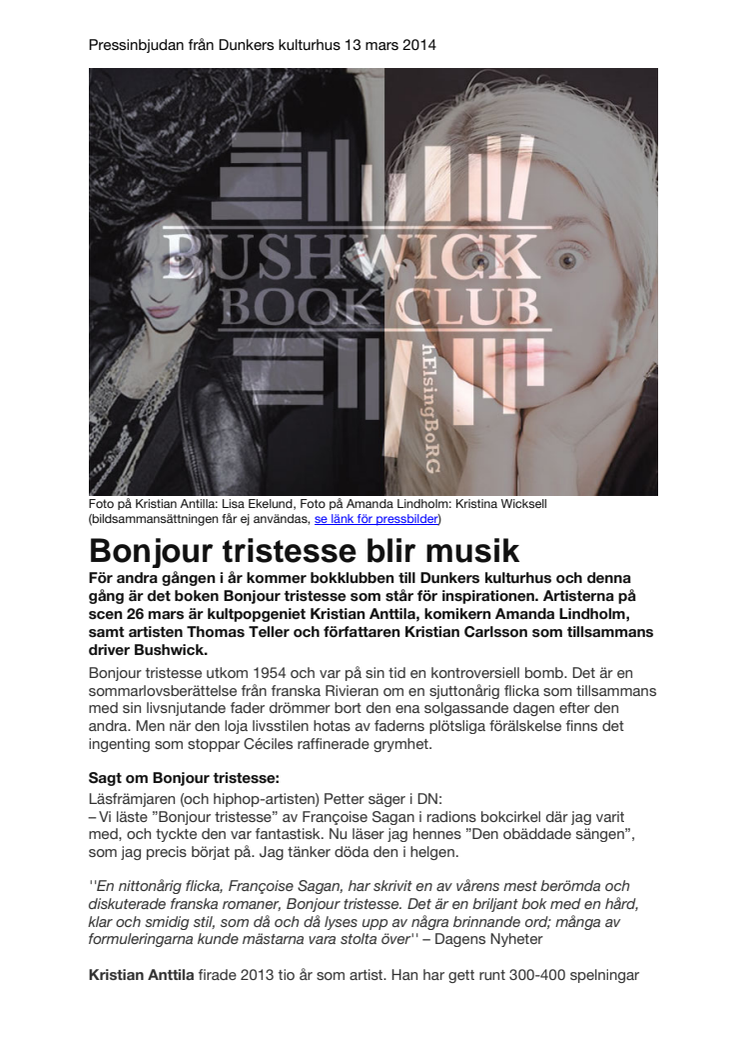 Bonjour tristesse blir musik i Bushwick Book Club