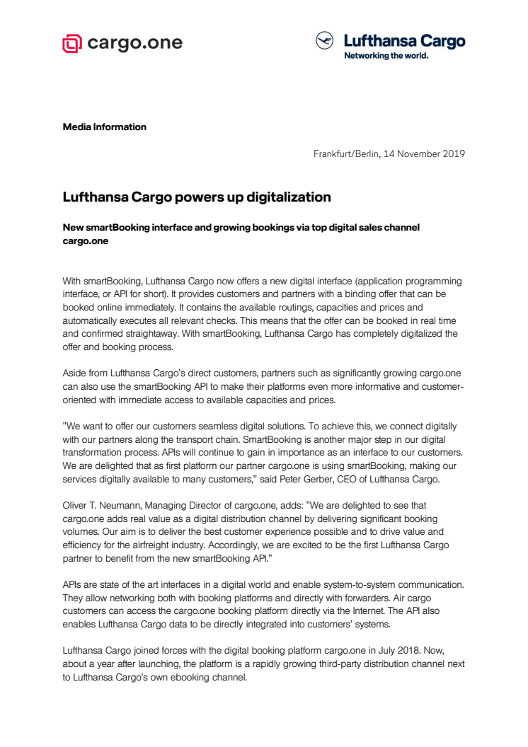 Lufthansa Cargo powers up digitalization