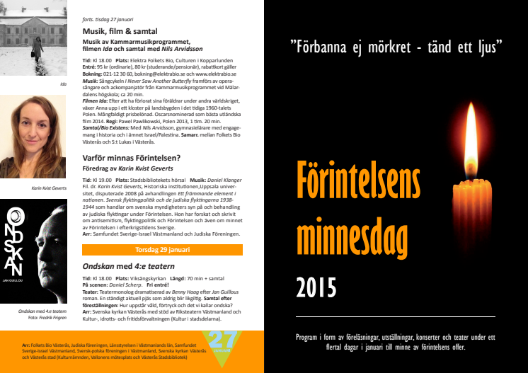 Programfolder Förintelsens minnesdag 2015