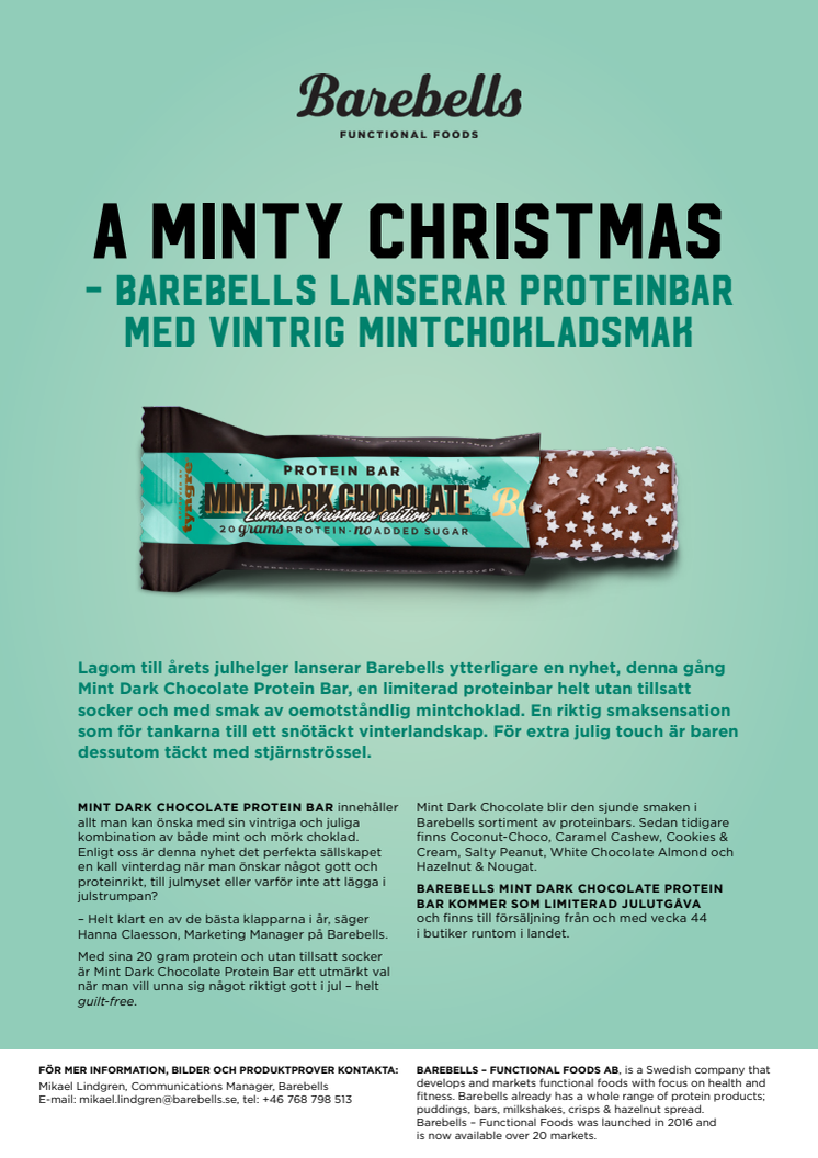 A Minty Christmas – Barebells lanserar proteinbar med vintrig mintchokladsmak