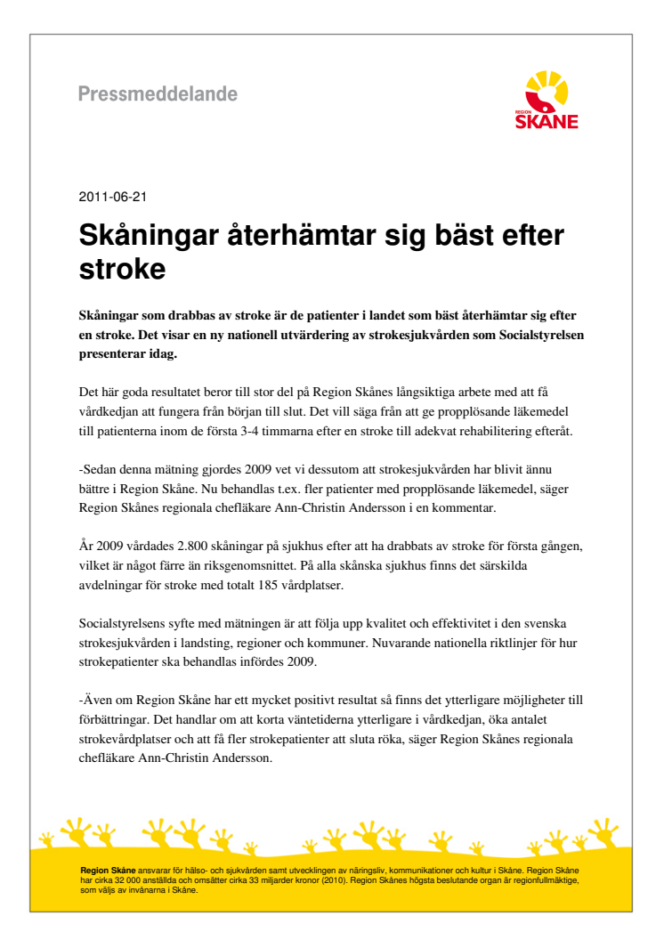Skåningar återhämtar sig bäst efter stroke