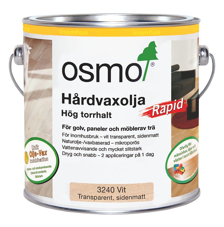 Osmo Hårdvaxolja Rapid 3240 Vit 2,5L