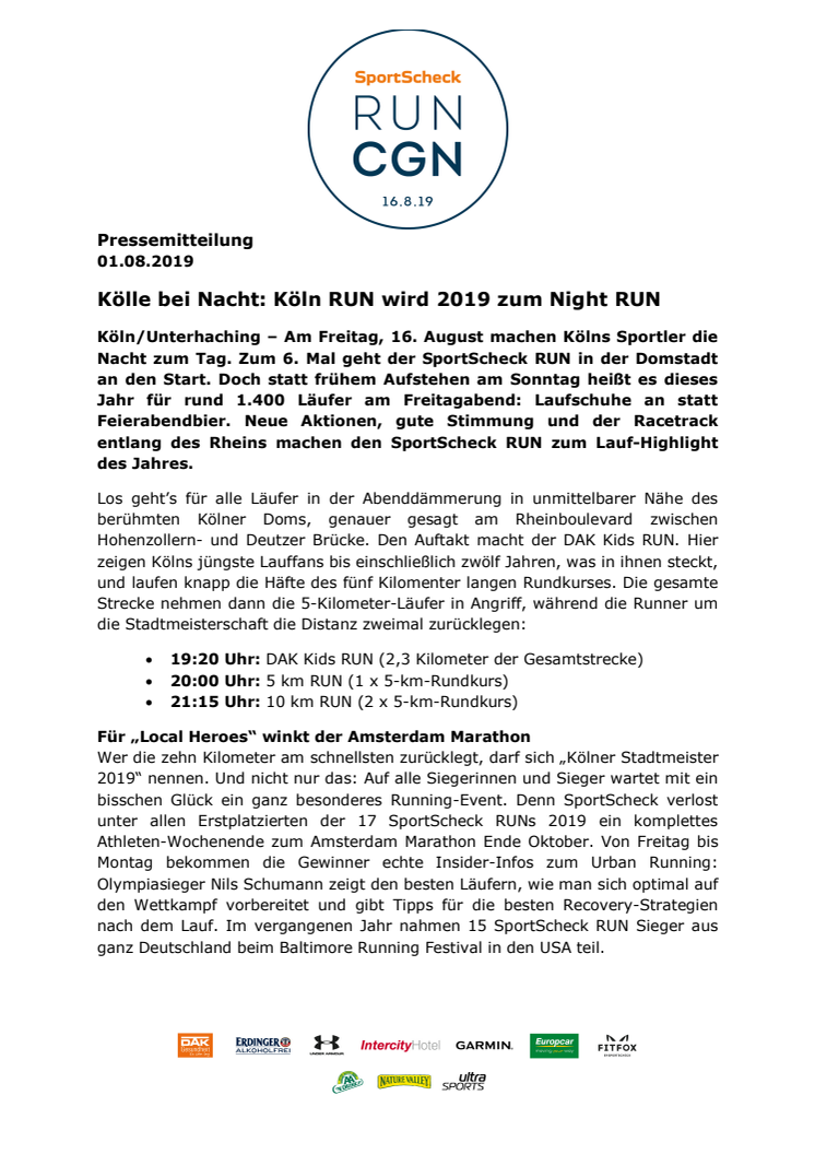 Kölle bei Nacht: Köln RUN wird 2019 zum Night RUN