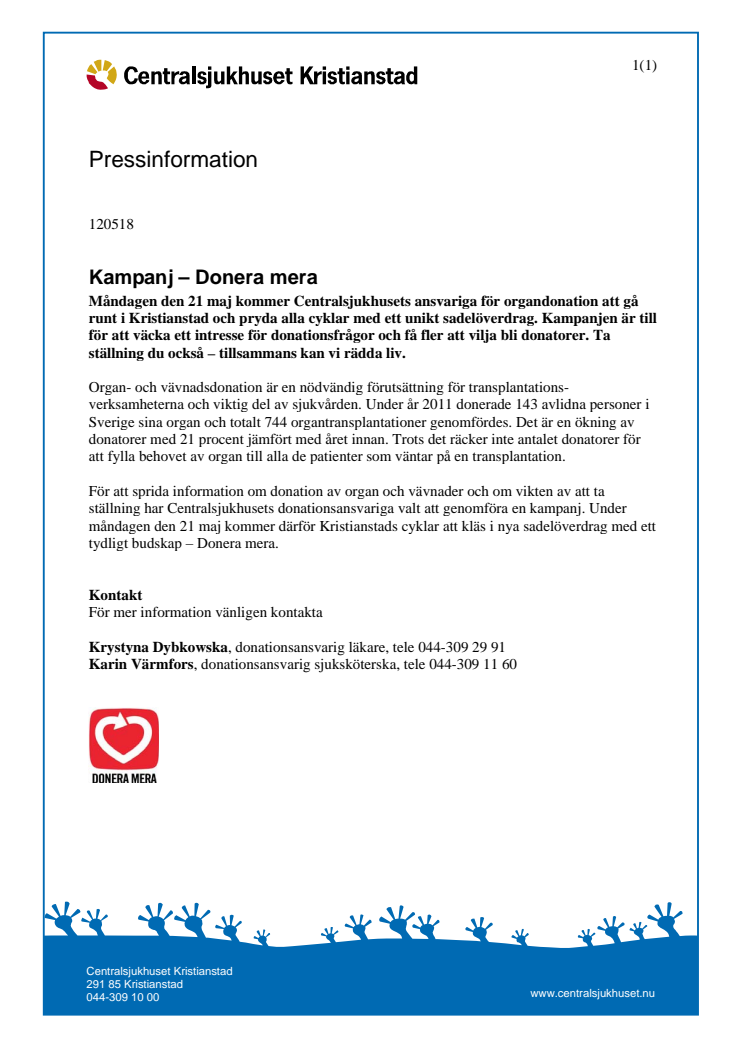 Pressinformation: Kampanj – Donera mera