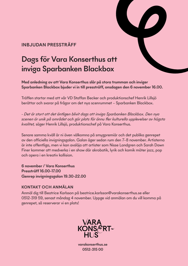 Pressträff Vara Konserthus 6 nov