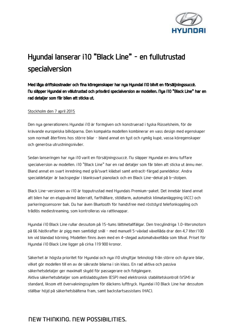 Hyundai lanserar i10 ”Black Line” – en fullutrustad specialversion