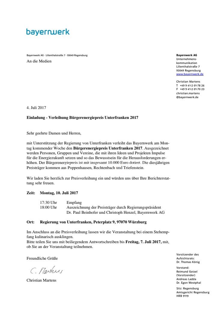 Bürgerenergiepreis Unterfranken 2017 verliehen