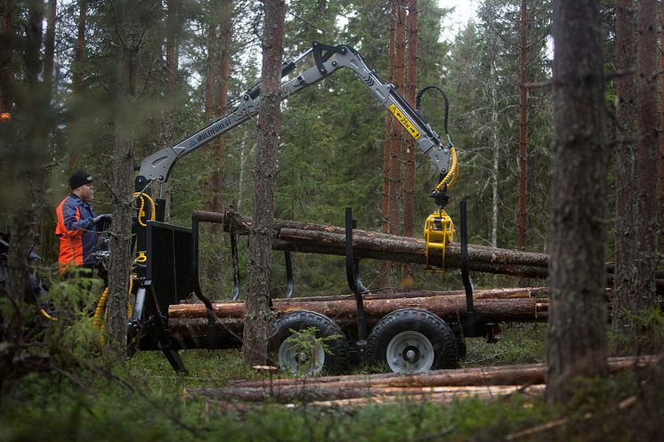 Den nya huggarvagnen och de mindre kranarna