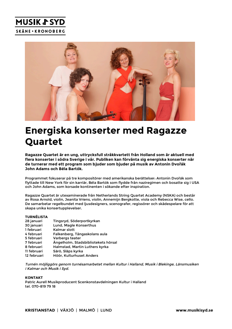 Energiska konserter med Ragazze Quartet 