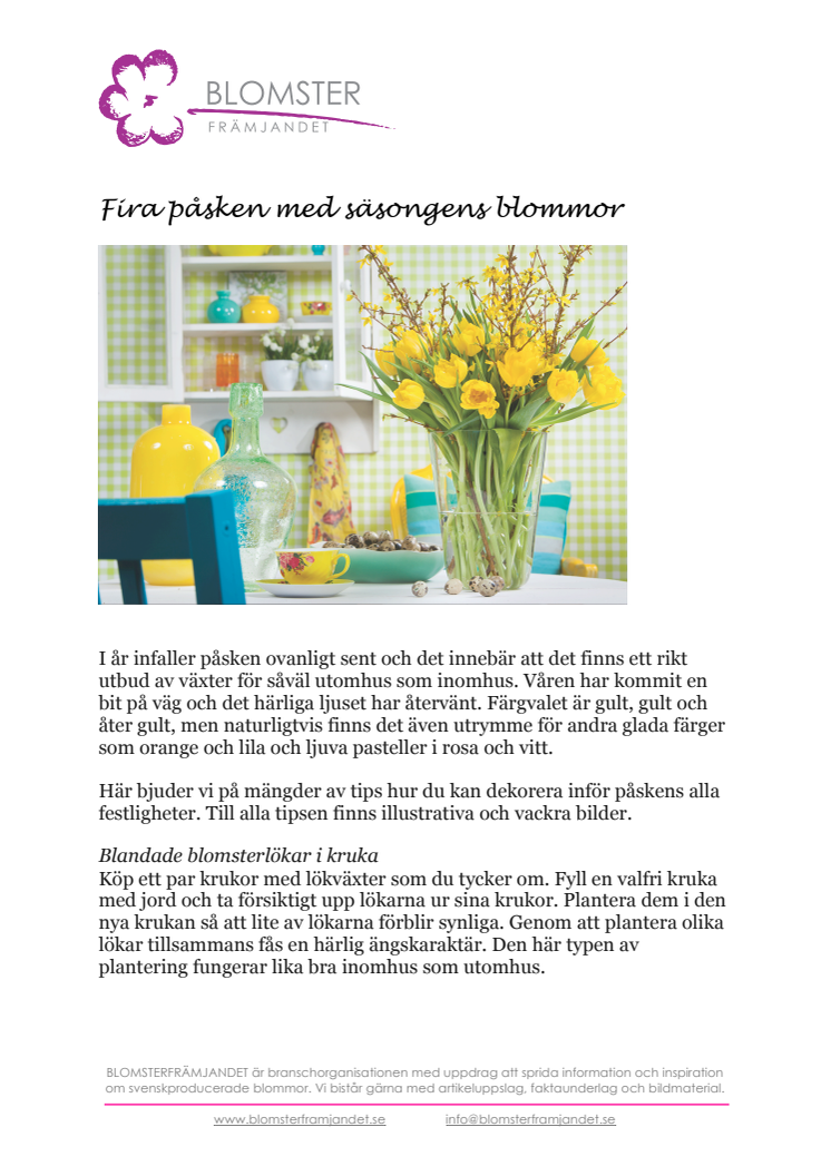 Fira påsken med säsongens blommor