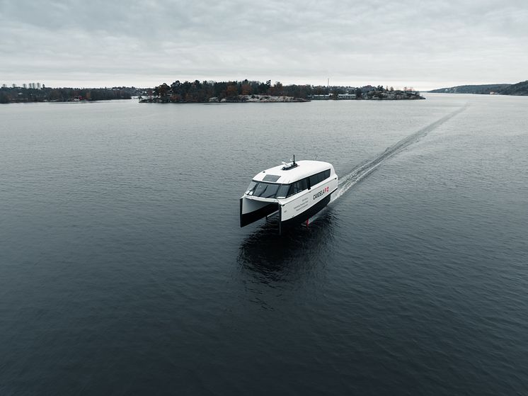 Candela P-12 taking off outside Stockholm's port