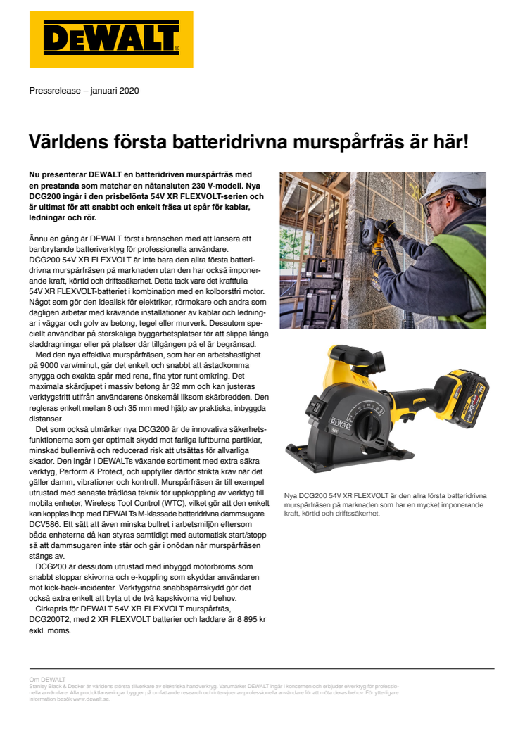  Världens första batteridrivna murspårfräs är här!