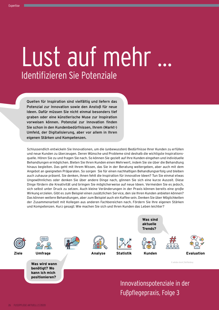 Innovationspotenziale in der Fußpflegepraxis, Folge 3: Lust auf mehr! Identifizieren Sie Potenziale