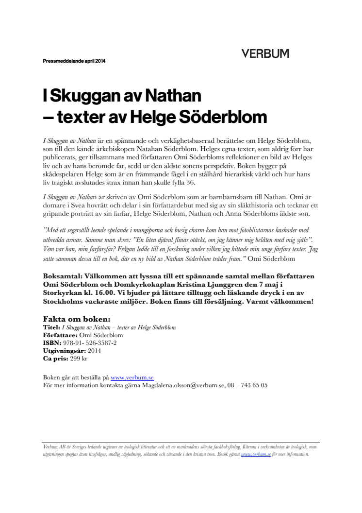 I Skuggan av Nathan - texter av Helge Söderblom