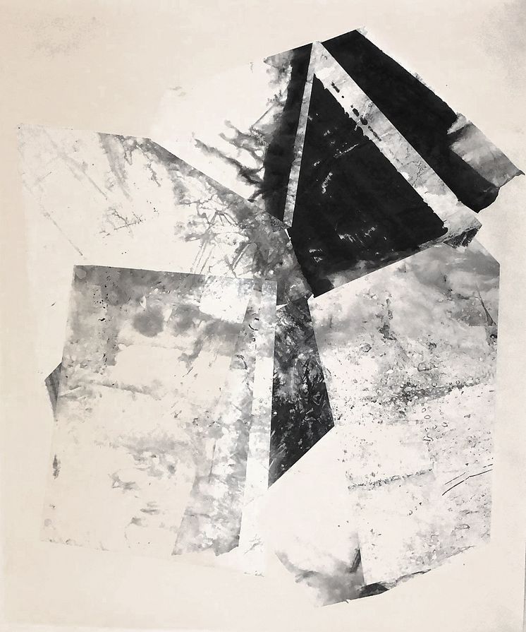 Zheng Chongbin, Utan titel 3, 2018, bläck och akryl på xuan papper, monterad, 129.5 x 106.5 cm