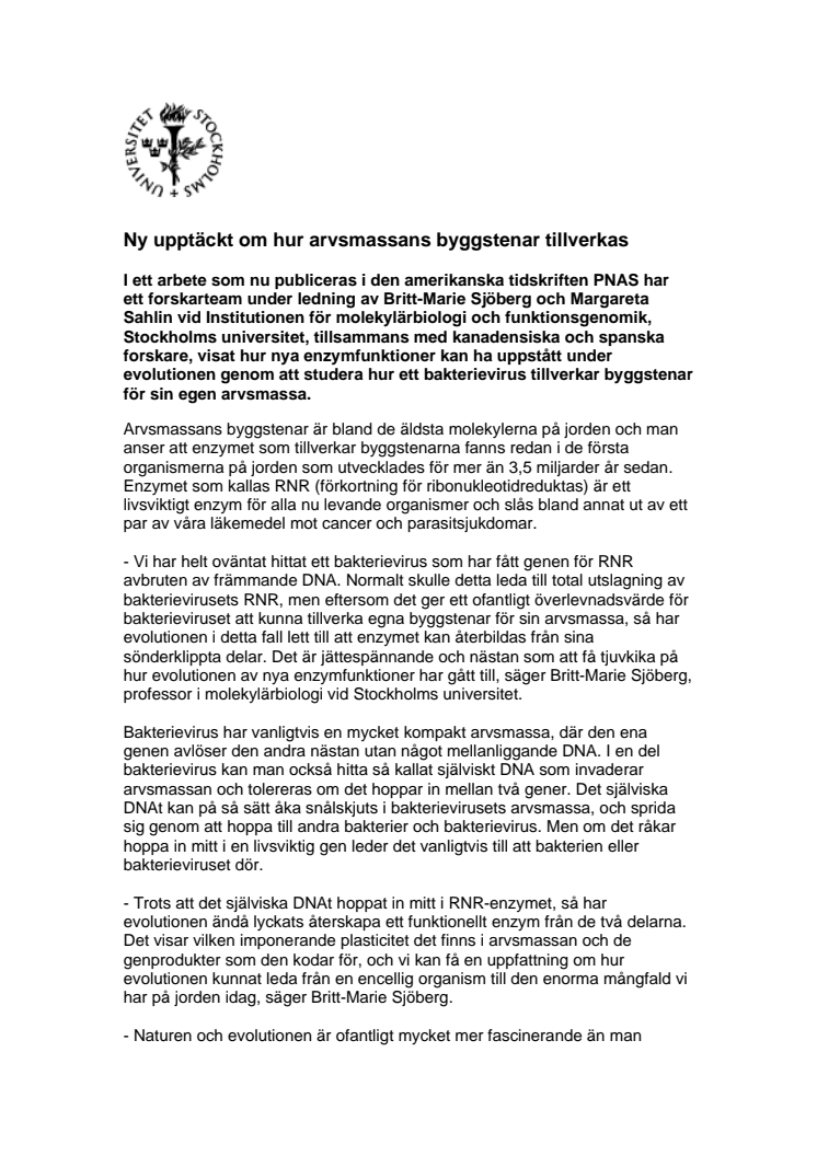 Ny upptäckt om hur arvsmassans byggstenar tillverkas