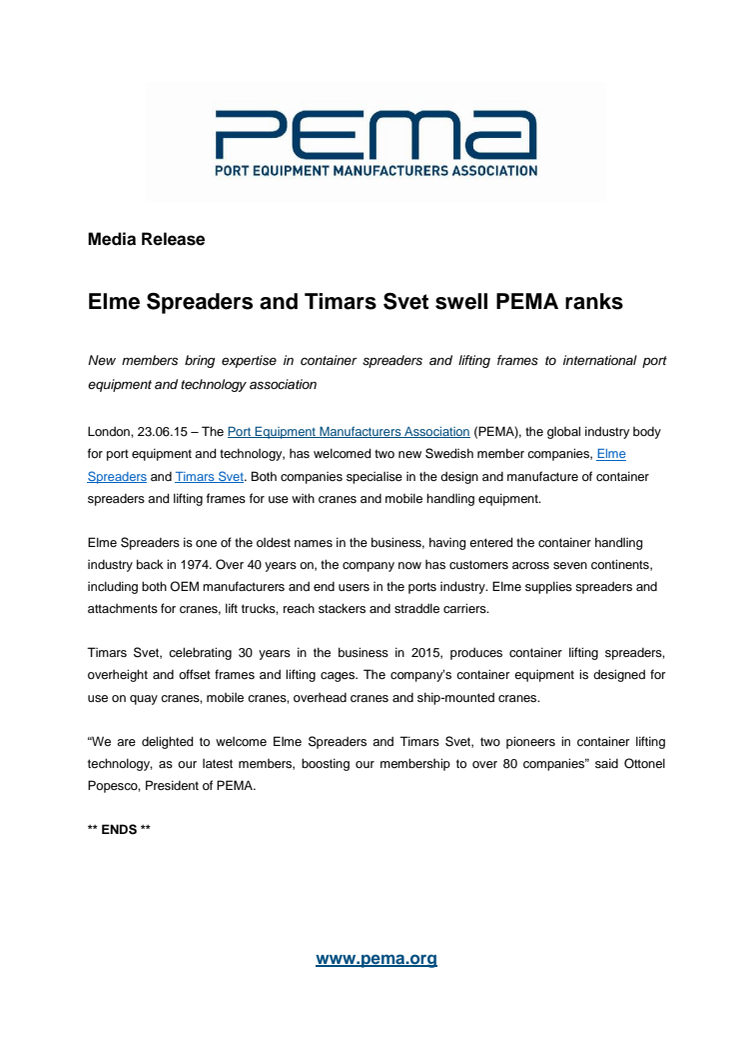 Elme Spreaders and Timars Svet swell PEMA ranks