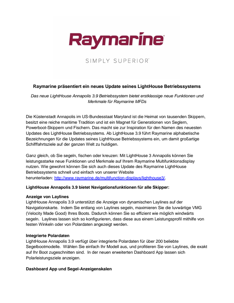 Raymarine Präsentiert Ein Neues Update Seines LightHouse Betriebssystems