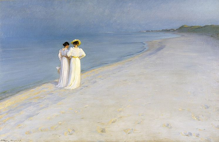 P.S. Krøyer, Sommarafton på Skagen Sønderstrand, 1893. Foto  Skagens Museum