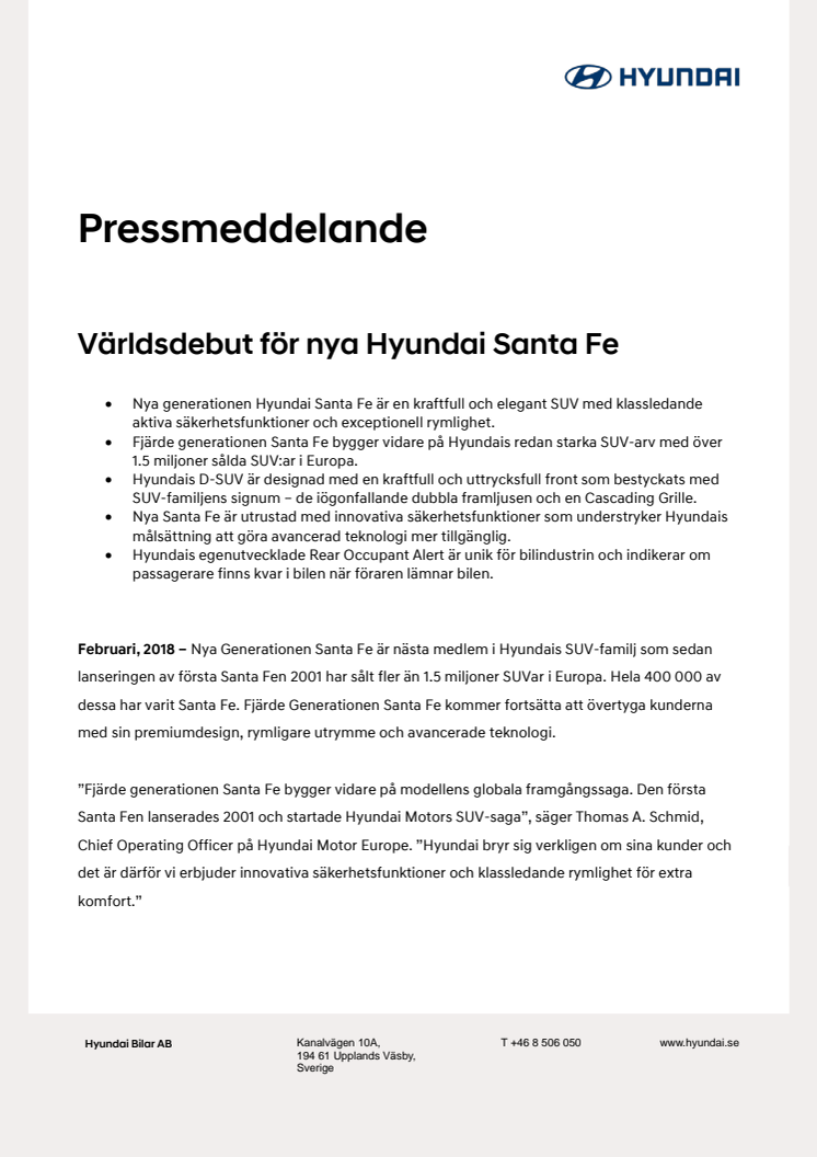 Världsdebut för nya Hyundai Santa Fe