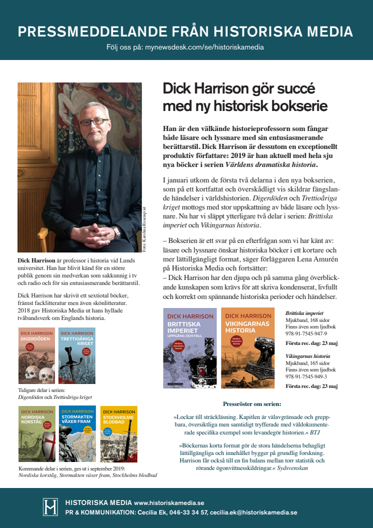 Dick Harrison gör succé med ny historisk bokserie