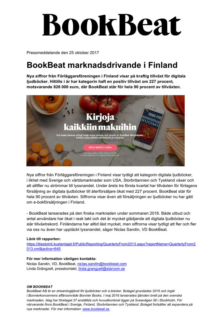 BookBeat marknadsdrivande i Finland