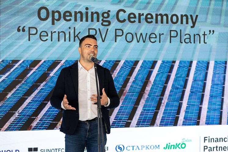 CEO Kaloyan Velichkov speaking at Solaris Park Inauguration