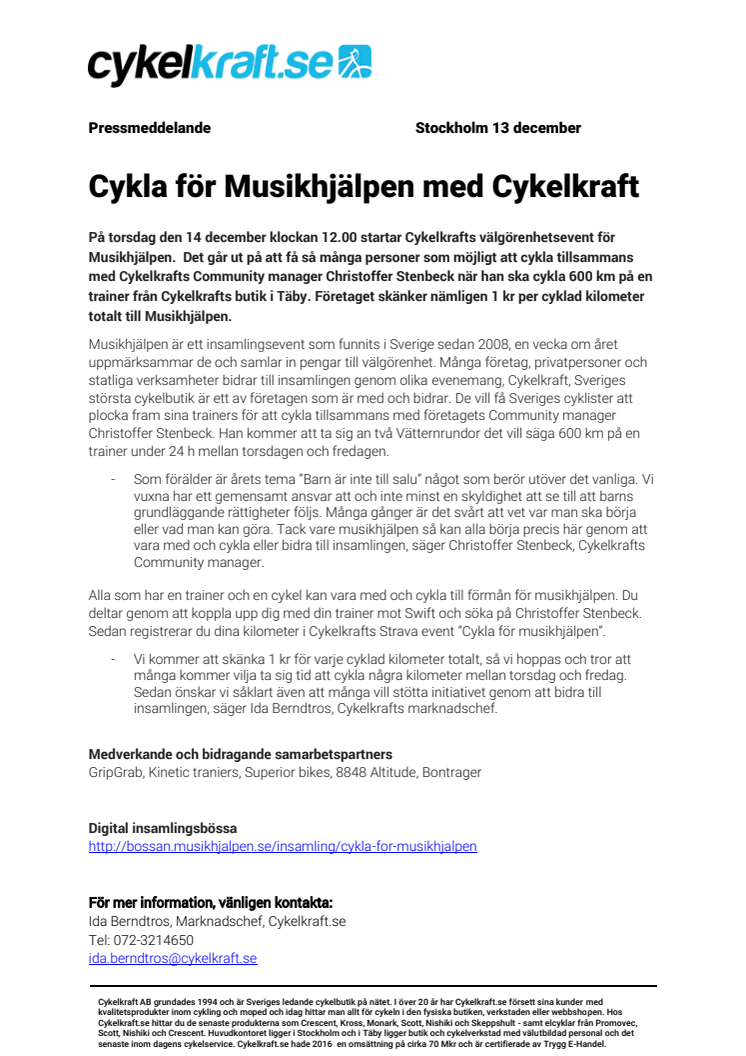 Cykla för Musikhjälpen!