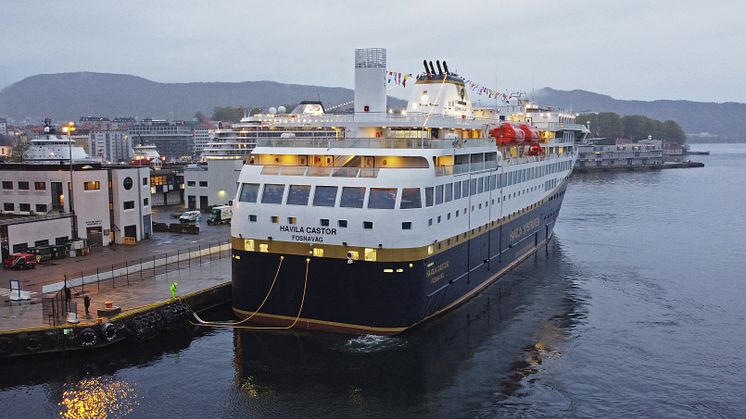 Havila Castor at quay in Bergen - aft