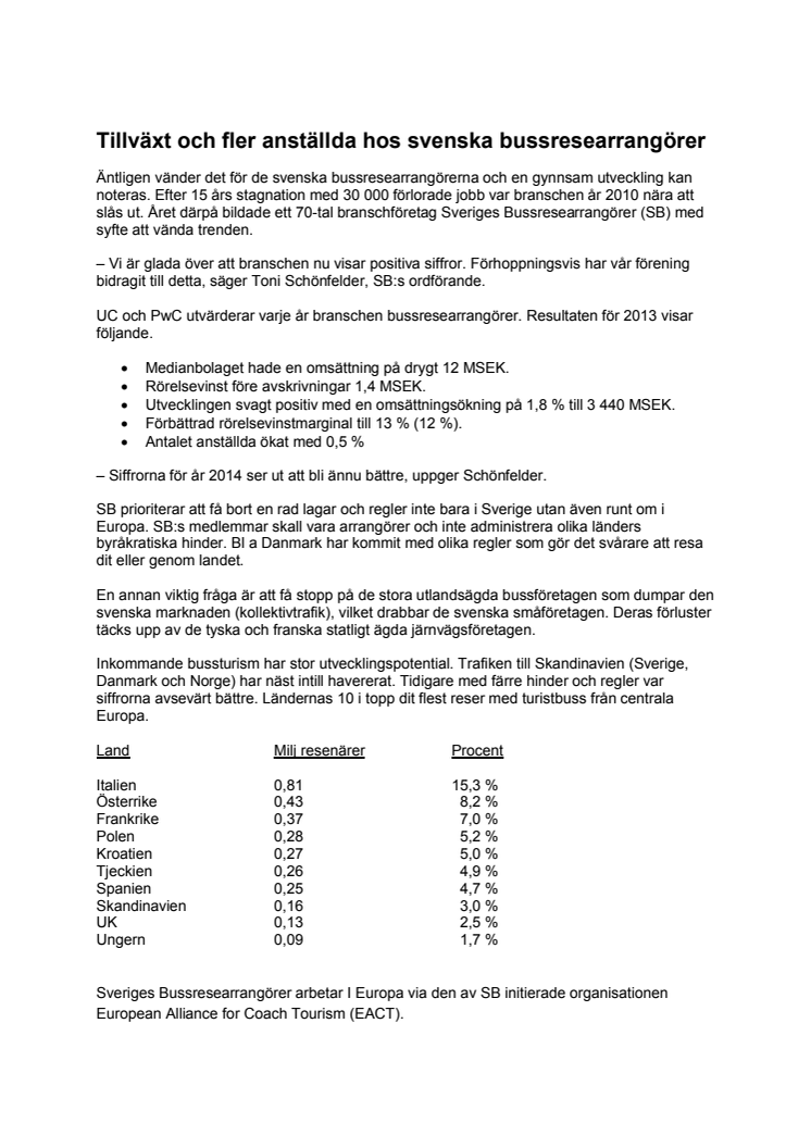Tillväxt och fler anställda hos svenska bussresearrangörer