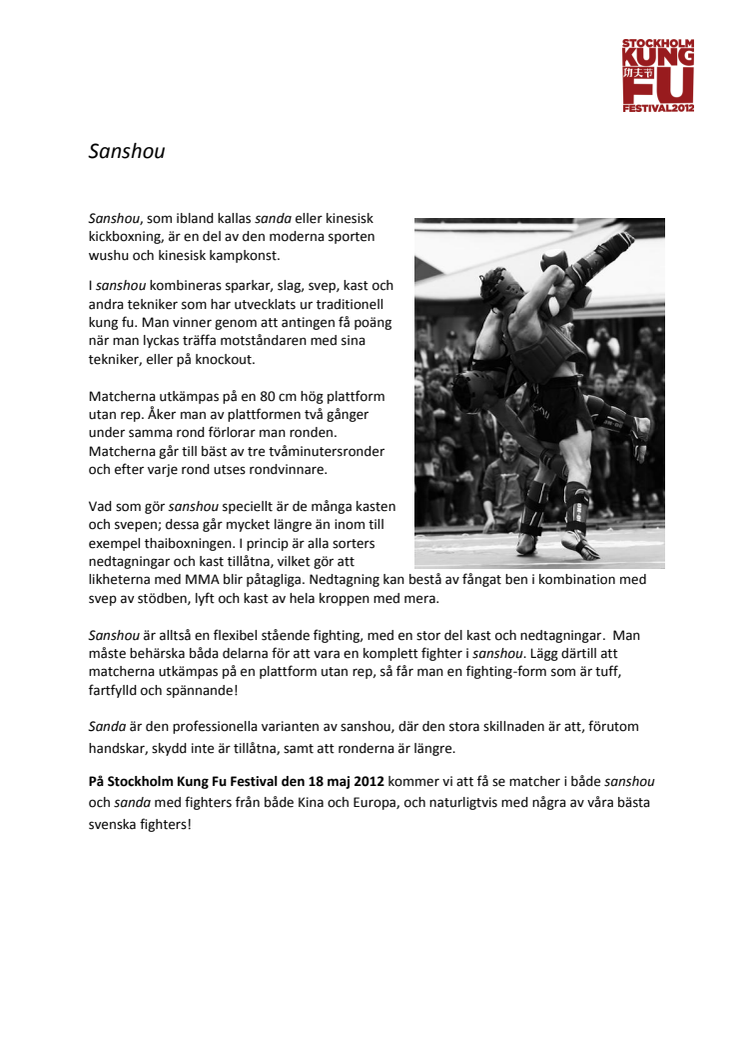 Sanshou och sanda - kung fu fighting