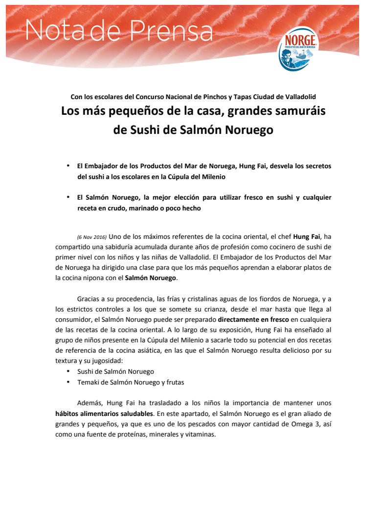 Los más pequeños de la casa, grandes samuráis de Sushi de Salmón Noruego