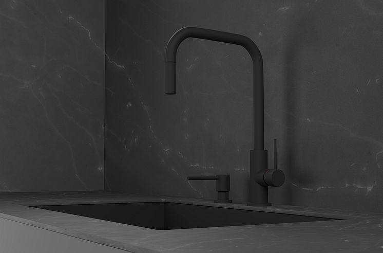 Primy Köksblandare Accent Square Coal 32112 & Primy Tvålpump Clean Dispenser Coal 35006 -2