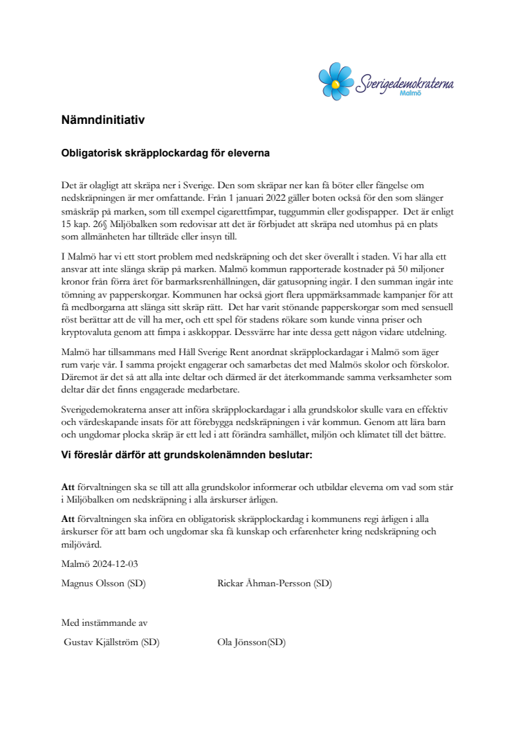 SD Nämndinitiativ Obligatorisk skräpplockardag.pdf