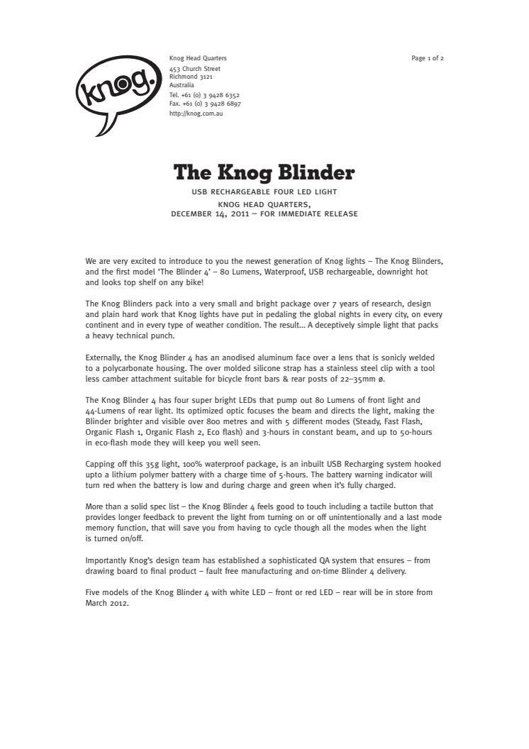 The Blinder! Eng. Pressrelease