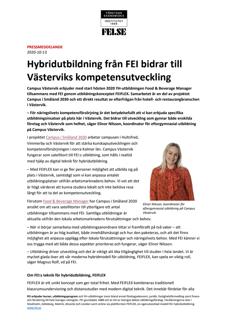Hybridutbildning från FEI bidrar till Västerviks kompetensutveckling