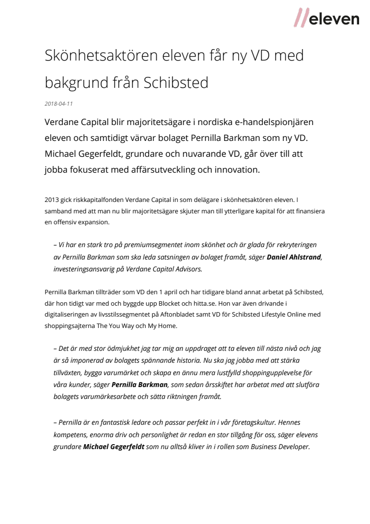 Skönhetsaktören eleven får ny VD med bakgrund från Schibsted