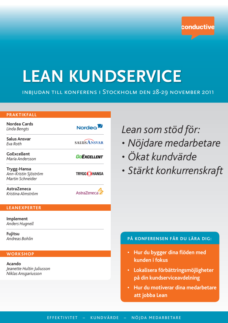 Lean kundservice, konferens i Stockholm 28-29 november