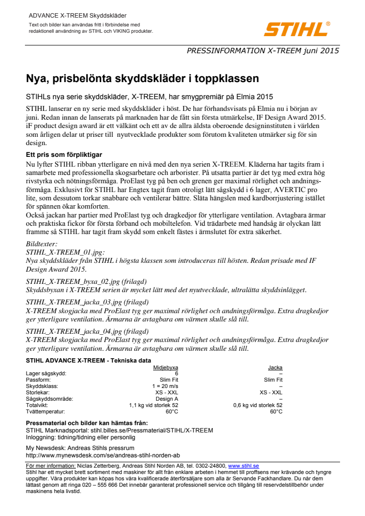 Nya prisbelönta skyddskläder i toppklassen