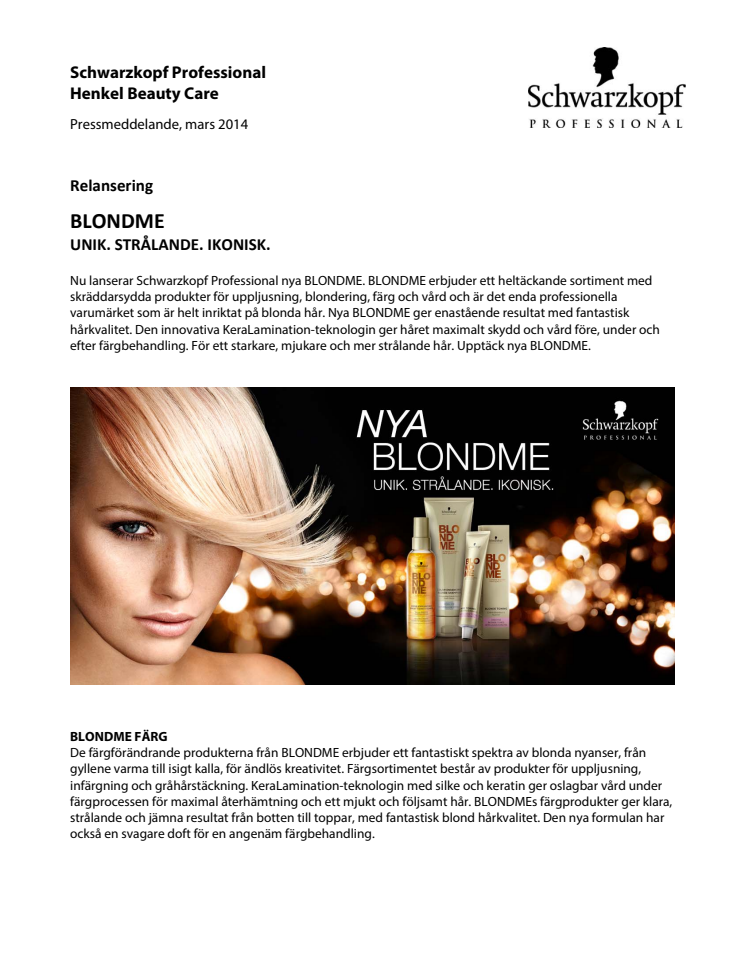 Nya BLONDME, färg och vård för blonda hår