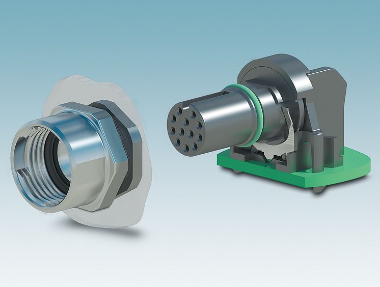 High Pin-Count M12 Plug Connector for PCB Mounting