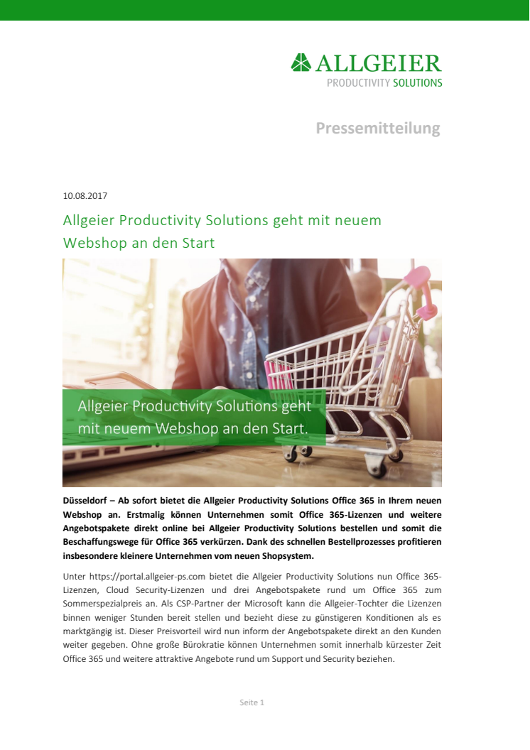 Allgeier Productivity Solutions geht mit neuem Webshop an den Start