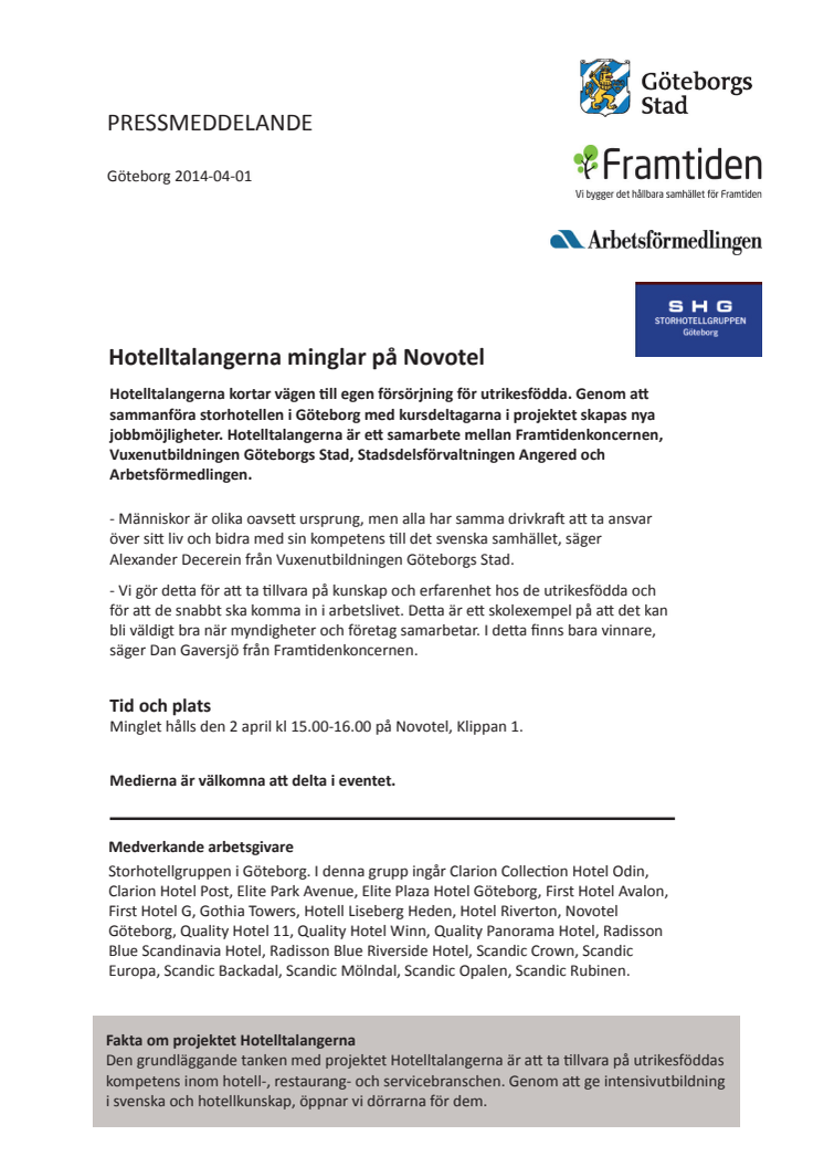 Hotelltalangerna minglar på Novotel